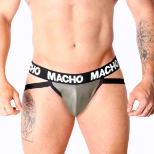 Macho MX27GR Intimate Jockstrap Grey Beige XL - Leather-Look Finish