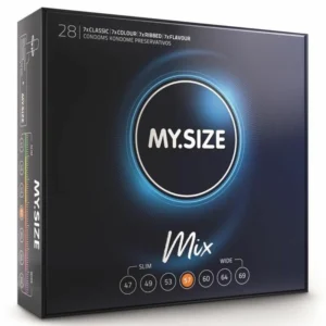 MY.SIZE Premium 57mm Mix 28-Pack - Assorted Latex Condoms, Vegan