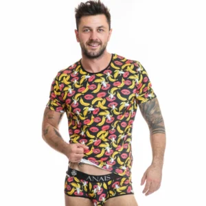 Anais Men Banana Print Lycra T-Shirt S - Soft, Fitted, European Design