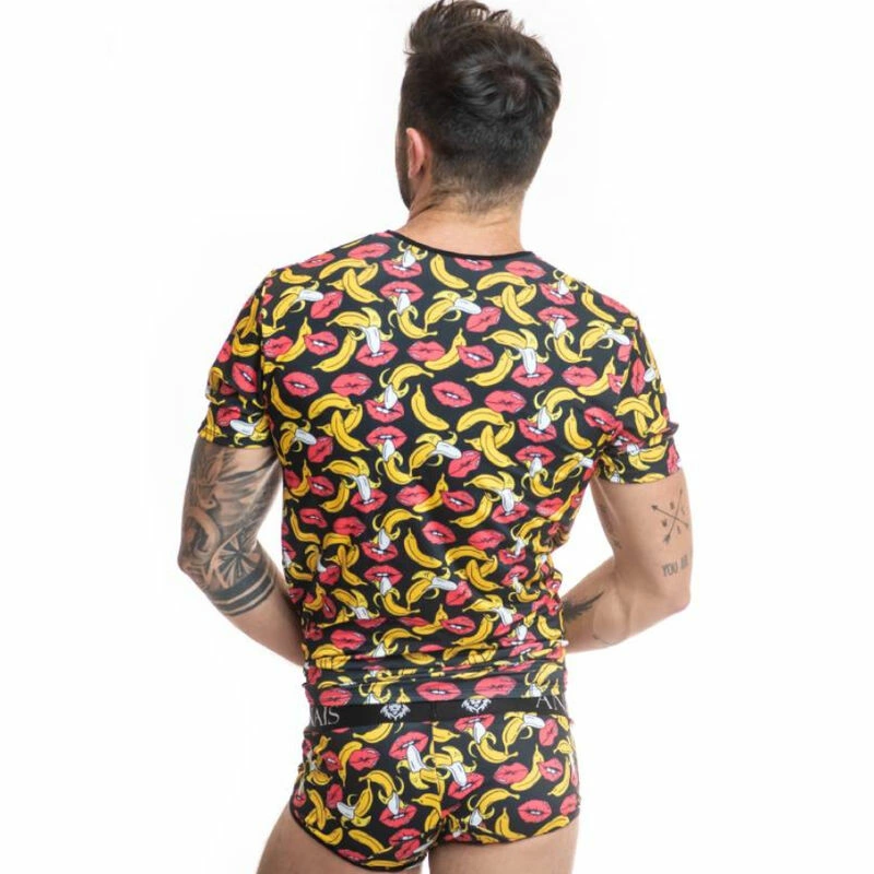 ANAIS MEN Banana Print T-Shirt XL - Soft Lycra, Modern Fit