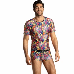 ANAIS MEN Comics T-Shirt M - Modern Print, Soft Modal, Slim Fit