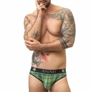 Anais Men Magic Slip S - Green & Black Lycra Briefs, Size S