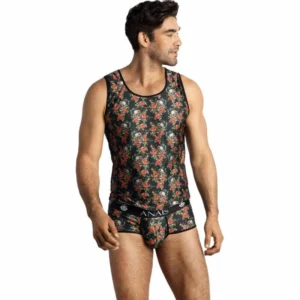 ANAIS MEN Power Top S - Sleeveless Classic Rose & Skull Print