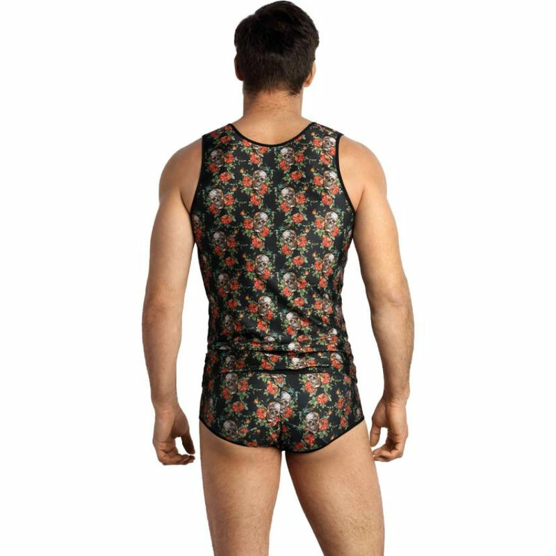 ANAIS MEN POWER TOP XL - Sleeveless Modal Shirt with Skull & Rose Print