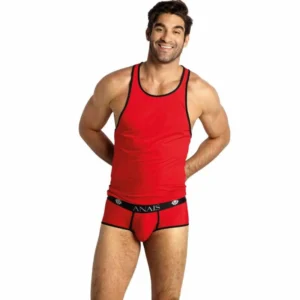 ANAIS MEN SOUL Sleeveless Microfiber Top S Red-Black Trim