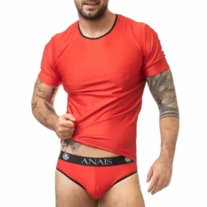 Anais Men Soul T-Shirt L Red Microfiber Black Trim Comfort Fit