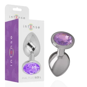 INTENSE aliuminio metalinis kištukas S violetinis kristalas – elegantiškas mažas modelis