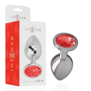 Intense Metal Plug M Size - Red Crystal, Elegant Steel Design