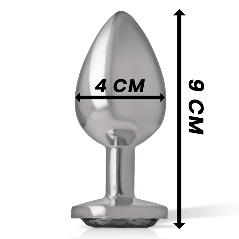 Intensyvus aliuminio metalinis kištukas didelis - juodas krištolo brangakmenis, 9 cm