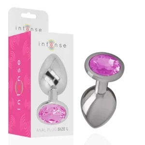 Intense Aluminum Metal Plug Pink Crystal Large - Luxury Anal Accessory