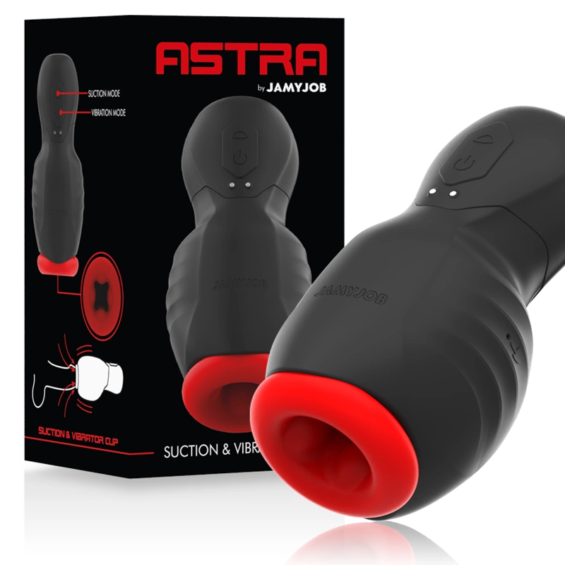 JAMYJOB Astra Intimate Machine su dviguba vibracija ir siurbimu, 13 cm, juoda