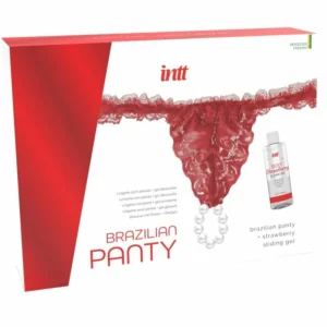 INTT Brazilian Red Lace Panty with Pearls & Strawberry Lubricant 50ml
