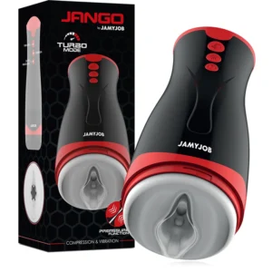 Jamyjob Jango Compression & Vibration Intimate Device, Rechargeable, Black-Red