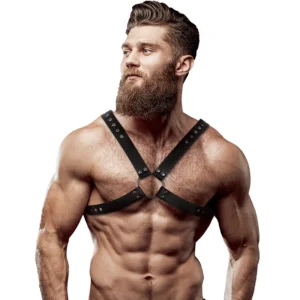 Fetish Submissive Attitude Men's Adjustable Chest Harness Vegan Leather