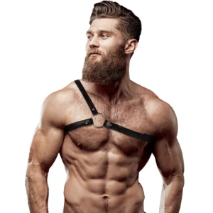 Fetish Submissive Attitude Men’s Crossed Shoulder Vegan Leather Harness
