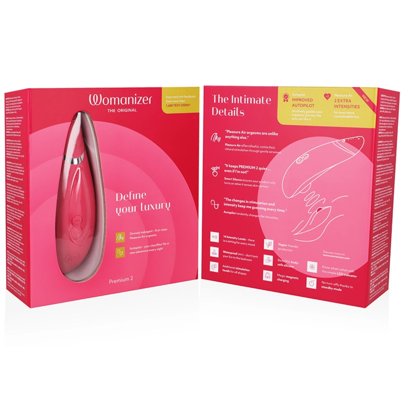 Womanizer Premium 2 Intimate Air System Raspberry, 14 režimų, silikonas