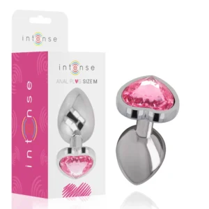 Intense Aluminum Metal Plug Pink Heart Medium - Elegant Jewel Accent