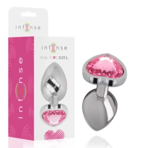 INTENSE Aluminum Metal Plug Pink Heart L - Luxury Jewel Accent, 9cm