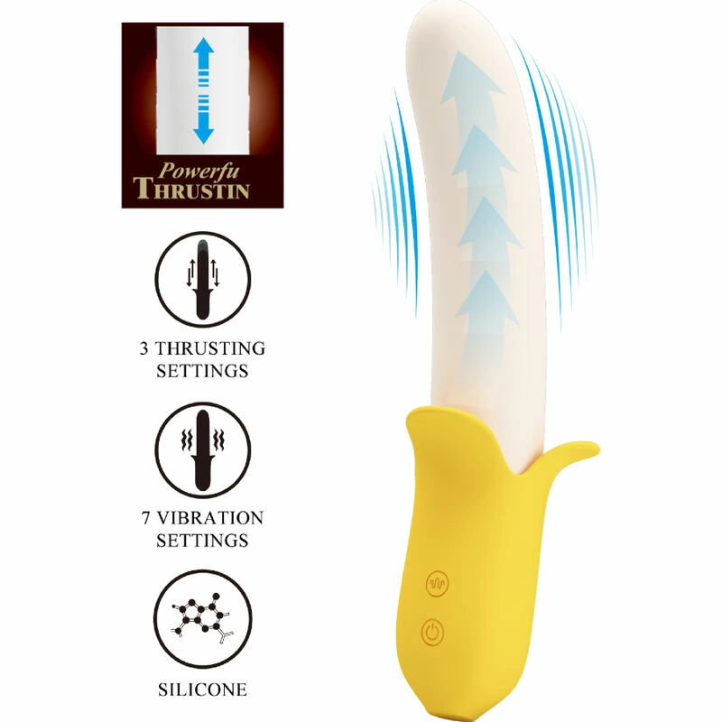 Pretty Love Banana Geek Black Silicone Intimate Device 7 Modes USB