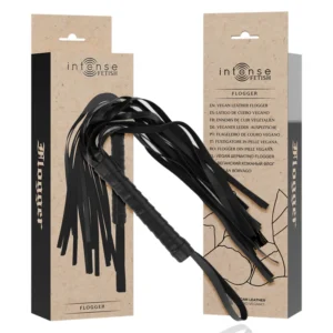 INTENSE FETISH Vegan Leather Impact Flogger - Ergonomic Handle, Black