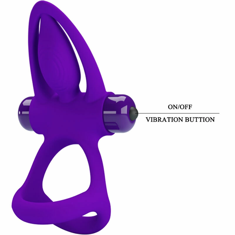 Pretty Love Vibrating Partner Ring 10 Modes Violet Silicone