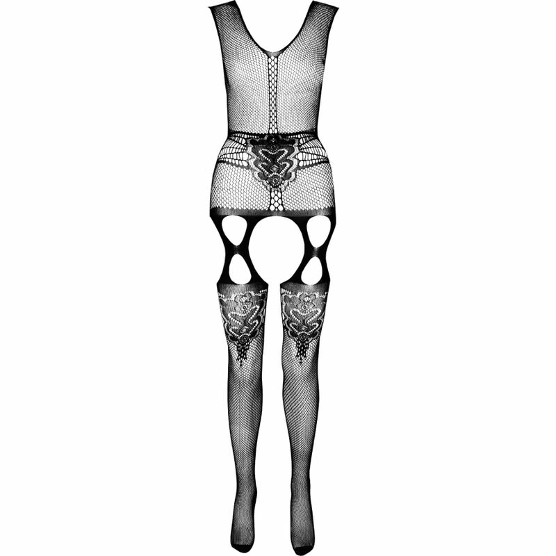 PASSION ECO BS014 Black Bodystocking – tvarus perdirbtas nailonas, vieno dydžio