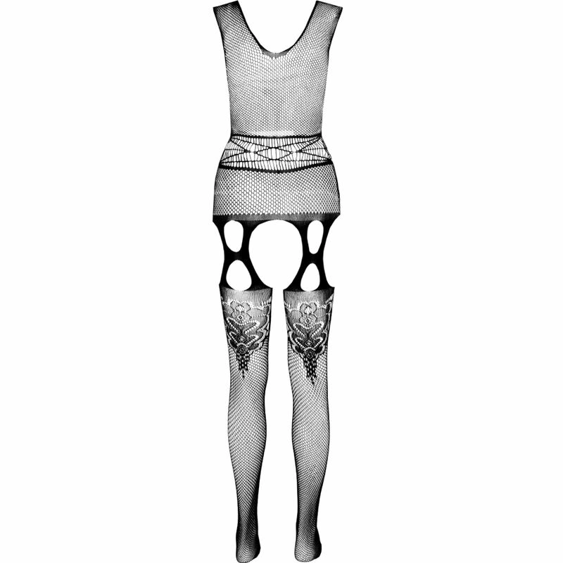 PASSION ECO BS014 Black Bodystocking – tvarus perdirbtas nailonas, vieno dydžio