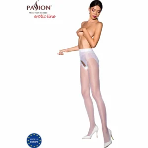 Passion TIOPEN 006 baltos 3/4 pėdkelnės 30 DEN – dekoratyvinis iškirptas dizainas