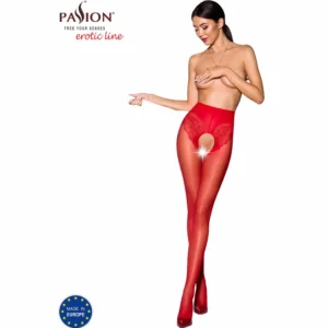 Passion TIOPEN 006 3/4 raudonos pėdkelnės 30 DEN dekoratyvinės išpjovos