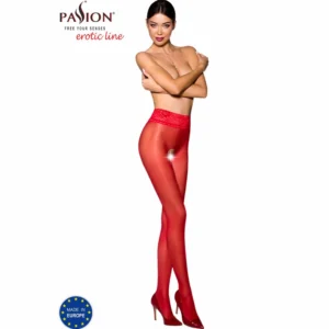 Passion TIOPEN 008 Red Decorative Lace 1/2 Tights 30 DEN