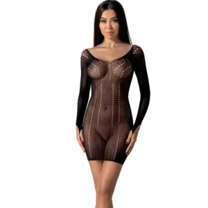 PASSION BS101 Bodystocking Black One Size – elegantiškas tinklelio dizainas
