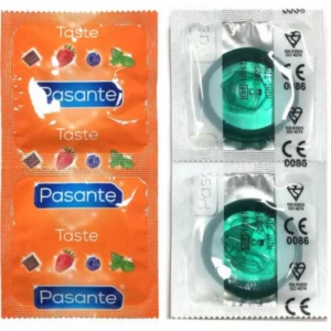 Pasante Mint Flavored Condoms 144-Pack | Fresh Aroma, Green Color, 53mm