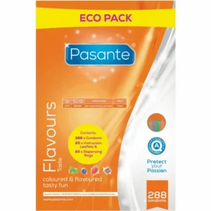 Pasante Eco Pack Flavors Assorted Condoms 288 pcs - Chocolate, Mint, Blueberry, Strawberry