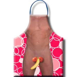 Diablo Picante Men’s Apron with Fruit-Themed Humorous Print, 100% Polyester