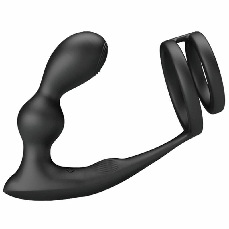 Pretty Love Marshall Dual Stimulation Silicone Ring Set with Remote, Black