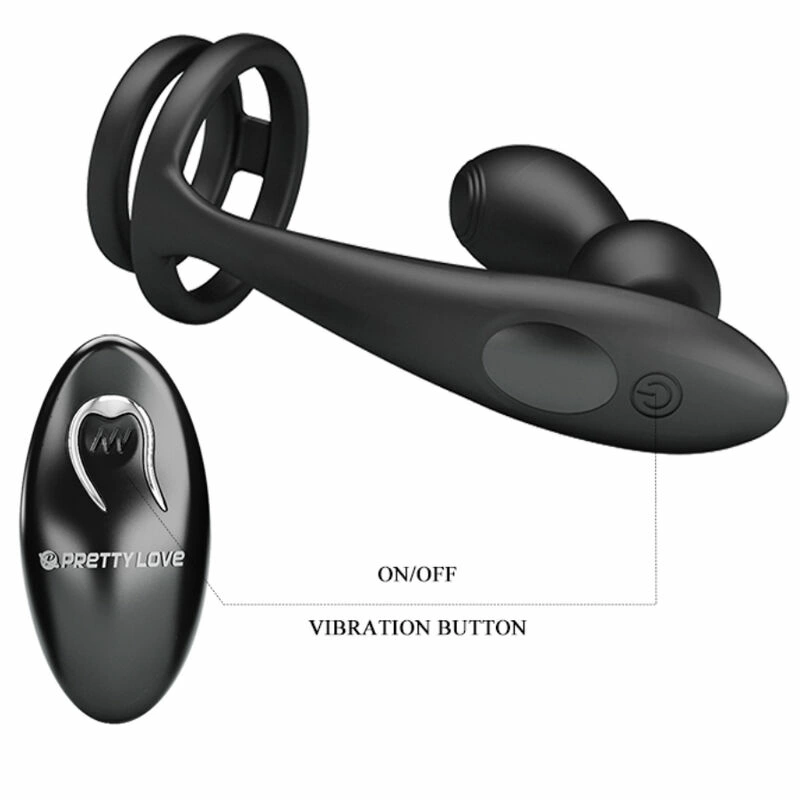 Pretty Love Marshall Dual Stimulation Silicone Ring Set with Remote, Black