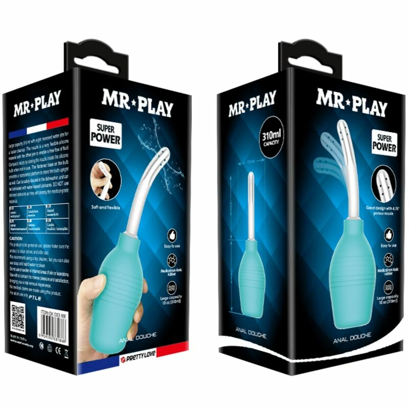 MR PLAY Anal Hygiene Blue Rubber Shower System - Large Capacity