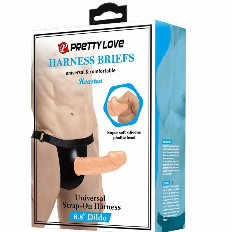 Pretty Love Harness Briefs Set with Silicone Shaft, Adjustable, Brown