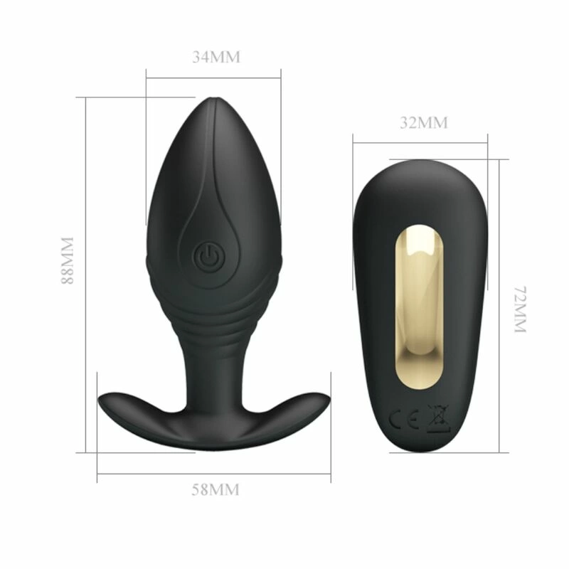 Pretty Love Regina Rechargeable Anal Plug Vibrator Black Silicone