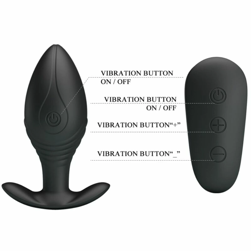 Pretty Love Regina Rechargeable Anal Plug Vibrator Black Silicone