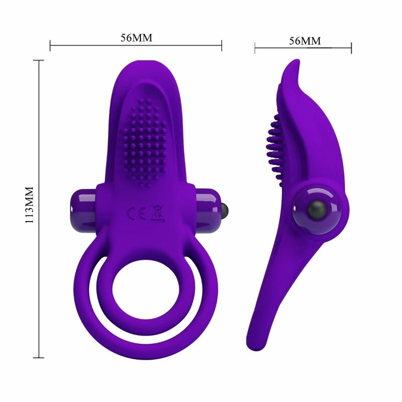 Pretty Love Vibrating Silicone Ring Dark Purple 10 Modes