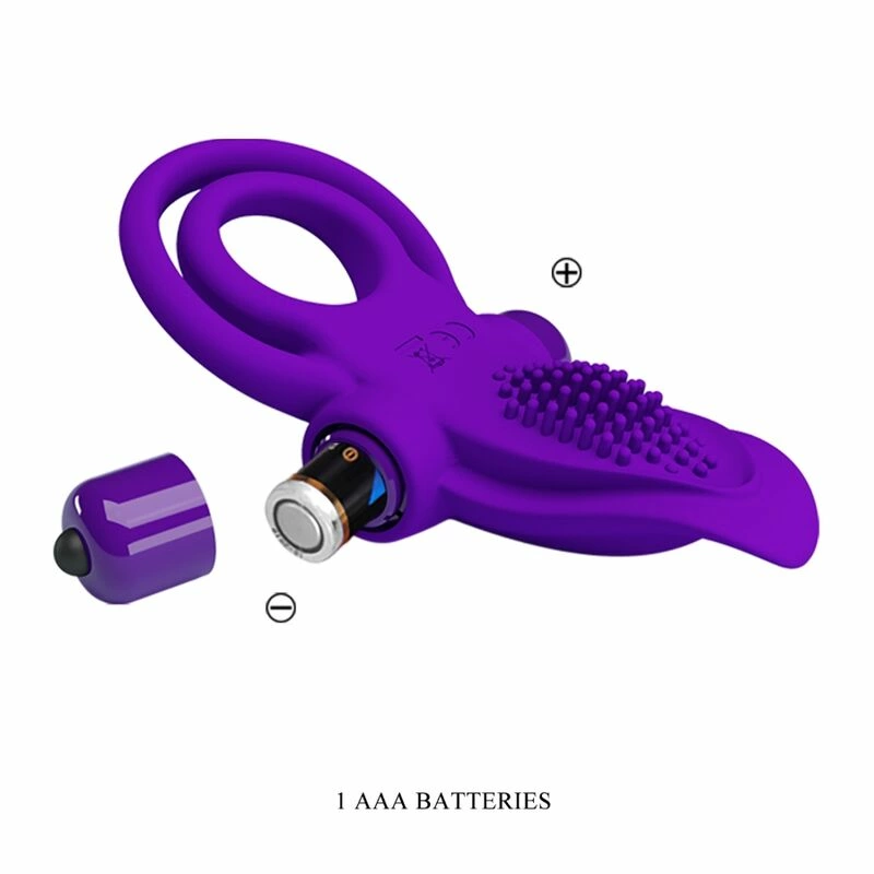 Pretty Love Vibrating Silicone Ring Dark Purple 10 Modes