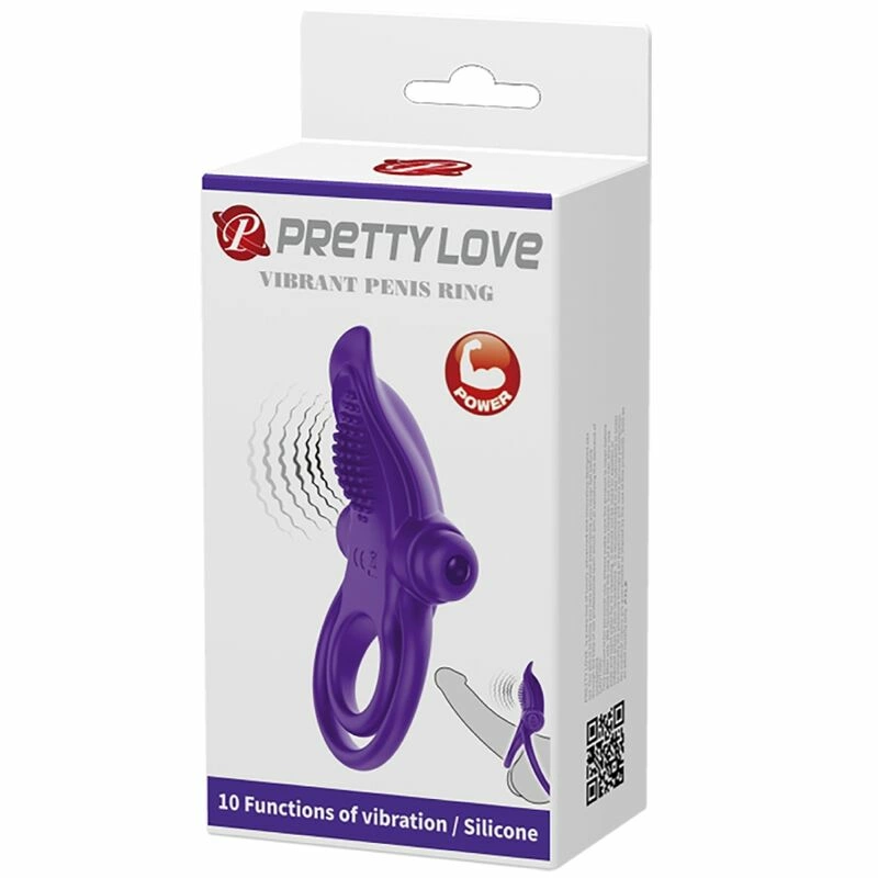 Pretty Love Vibrating Silicone Ring Dark Purple 10 Modes