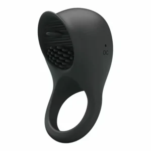 Pretty Love Vibrating Silicone Ring Black Tongue 12-Mode USB Rechargeable