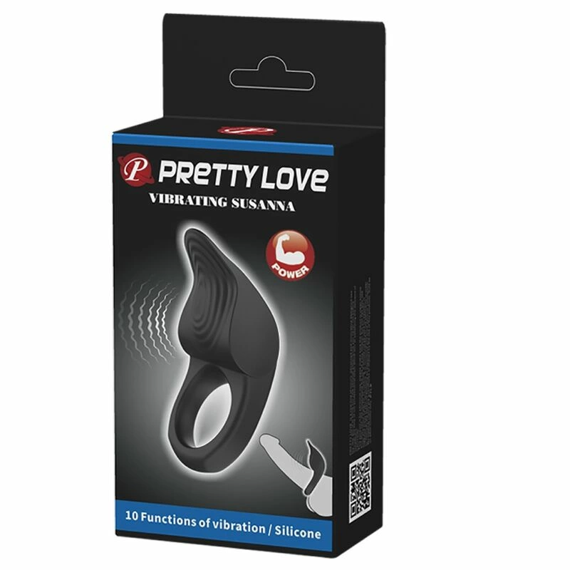 Pretty Love Susanna Rechargeable Intimate Ring Black Silicone