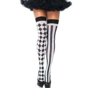 Leg Avenue Harlequin Diamond Thigh-High Socks Black/White One Size