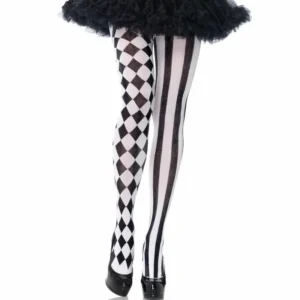 Leg Avenue Harlequin Tights Black/White One Size Nylon Patterned