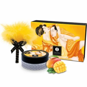 Shunga Edible Body Powder Mango 75g - Sensual Dry Massage Kit with Feather Brush