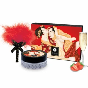 Shunga Strawberry Edible Massage Powder Kit 75g - Scented Body Care Set