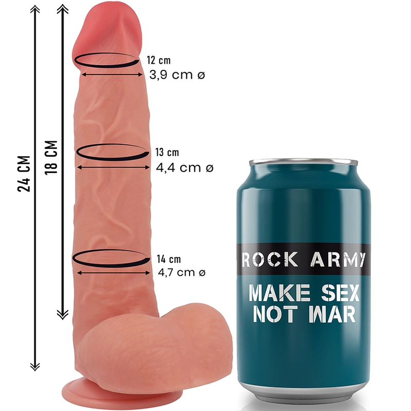 Rockarmy Liquid Silicone Raptor 24cm Natural - Flexible Model with Suction Base